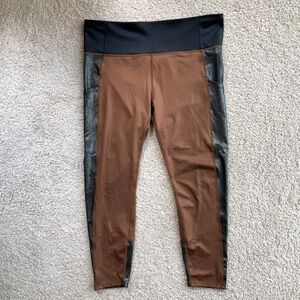 JoyLab Brown Black Metallic Performance 7/8 Length Pockets Legging XXL High Rise